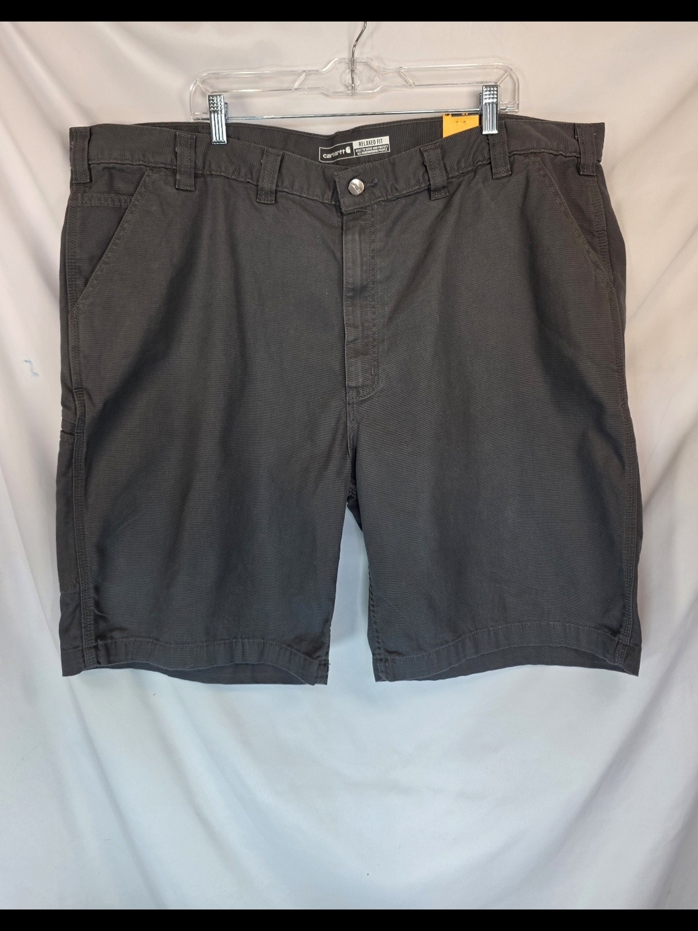 NWT Carhartt Rugged Flex Canvas Work Shorts Mens 46 Grey Relaxed Fit BS2514-M